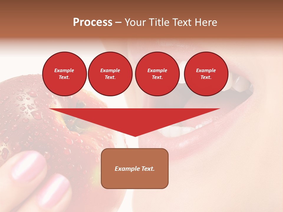 Beautiful Young Woman Eating An Apple. Isolated Over White PowerPoint Template