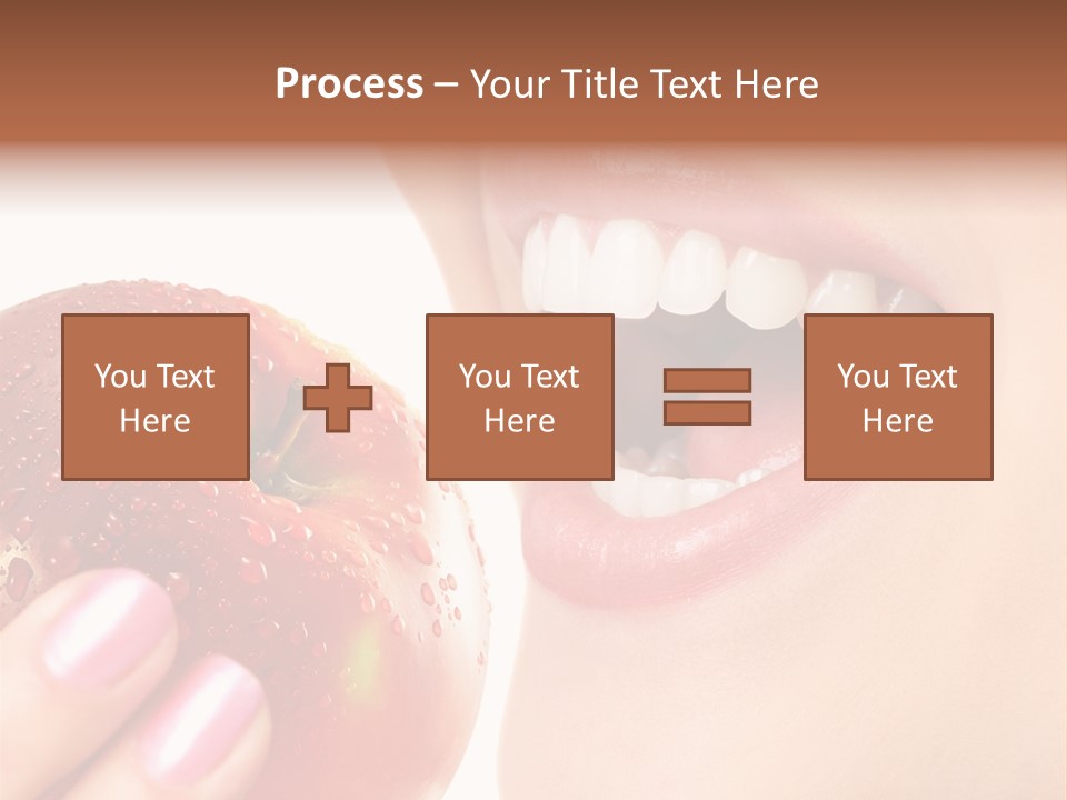 Beautiful Young Woman Eating An Apple. Isolated Over White PowerPoint Template