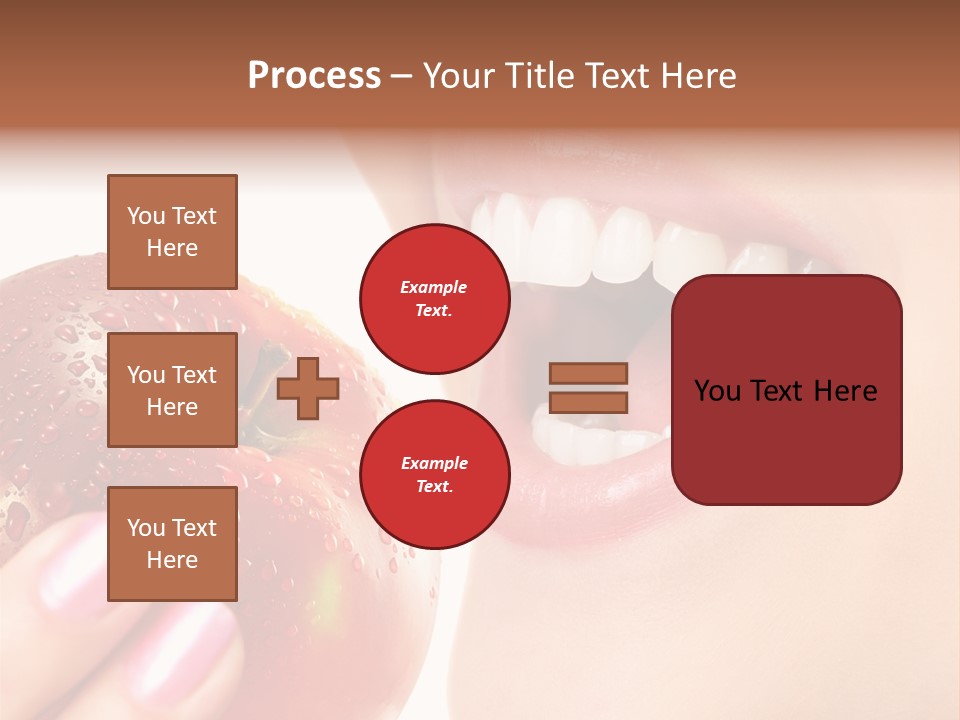 Beautiful Young Woman Eating An Apple. Isolated Over White PowerPoint Template