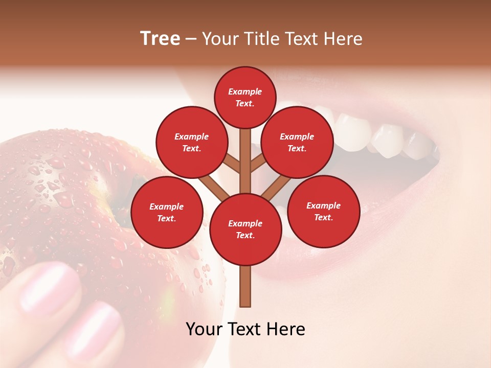 Beautiful Young Woman Eating An Apple. Isolated Over White PowerPoint Template