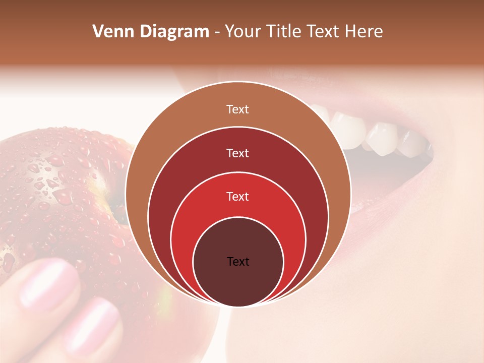 Beautiful Young Woman Eating An Apple. Isolated Over White PowerPoint Template