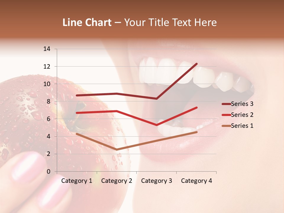 Beautiful Young Woman Eating An Apple. Isolated Over White PowerPoint Template