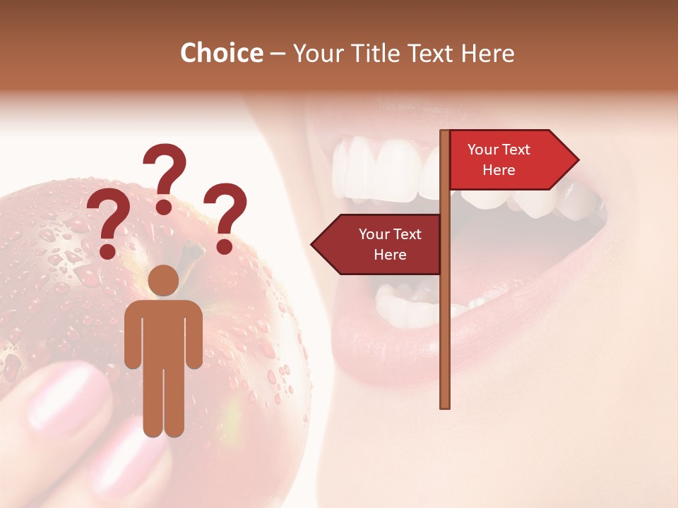 Beautiful Young Woman Eating An Apple. Isolated Over White PowerPoint Template