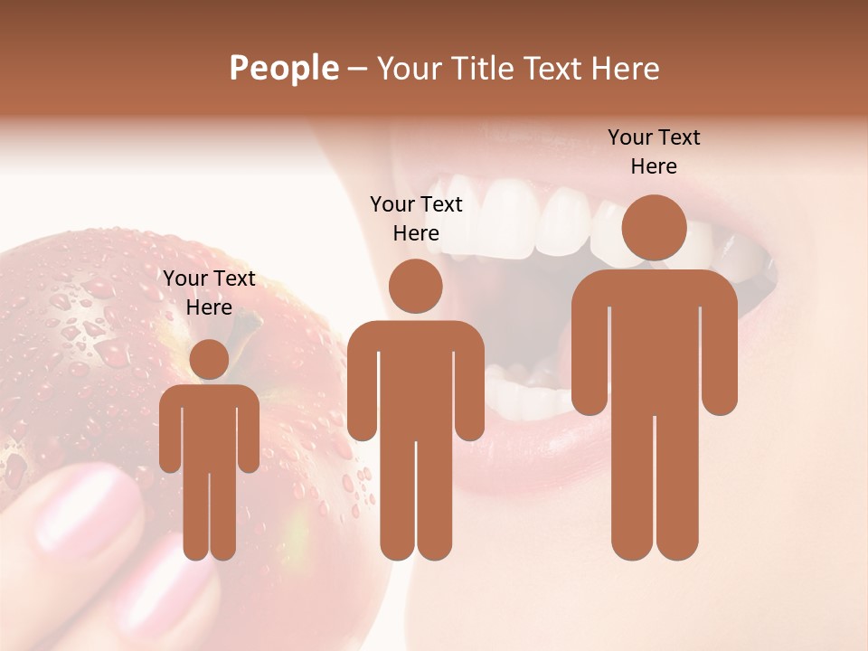 Beautiful Young Woman Eating An Apple. Isolated Over White PowerPoint Template