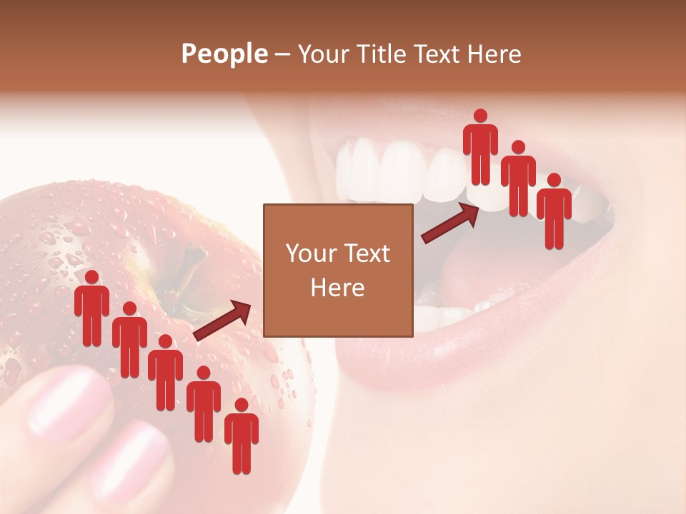 Beautiful Young Woman Eating An Apple. Isolated Over White PowerPoint Template