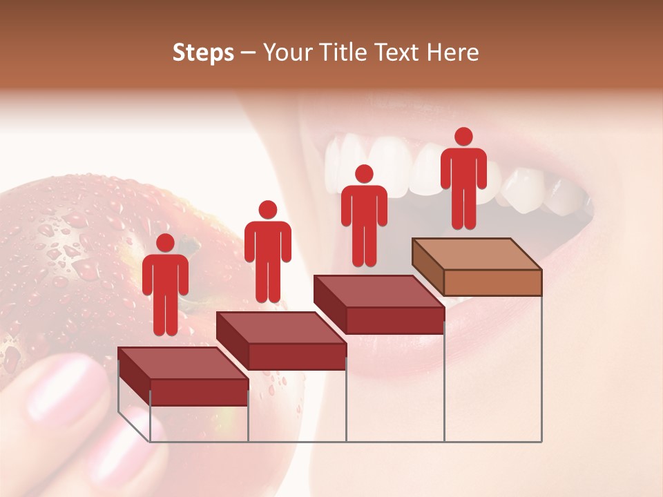 Beautiful Young Woman Eating An Apple. Isolated Over White PowerPoint Template