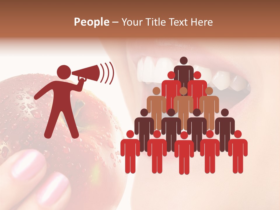 Beautiful Young Woman Eating An Apple. Isolated Over White PowerPoint Template