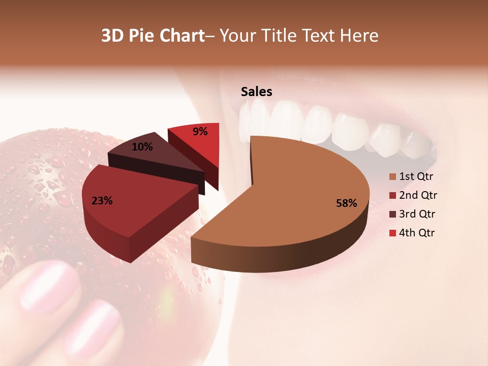 Beautiful Young Woman Eating An Apple. Isolated Over White PowerPoint Template