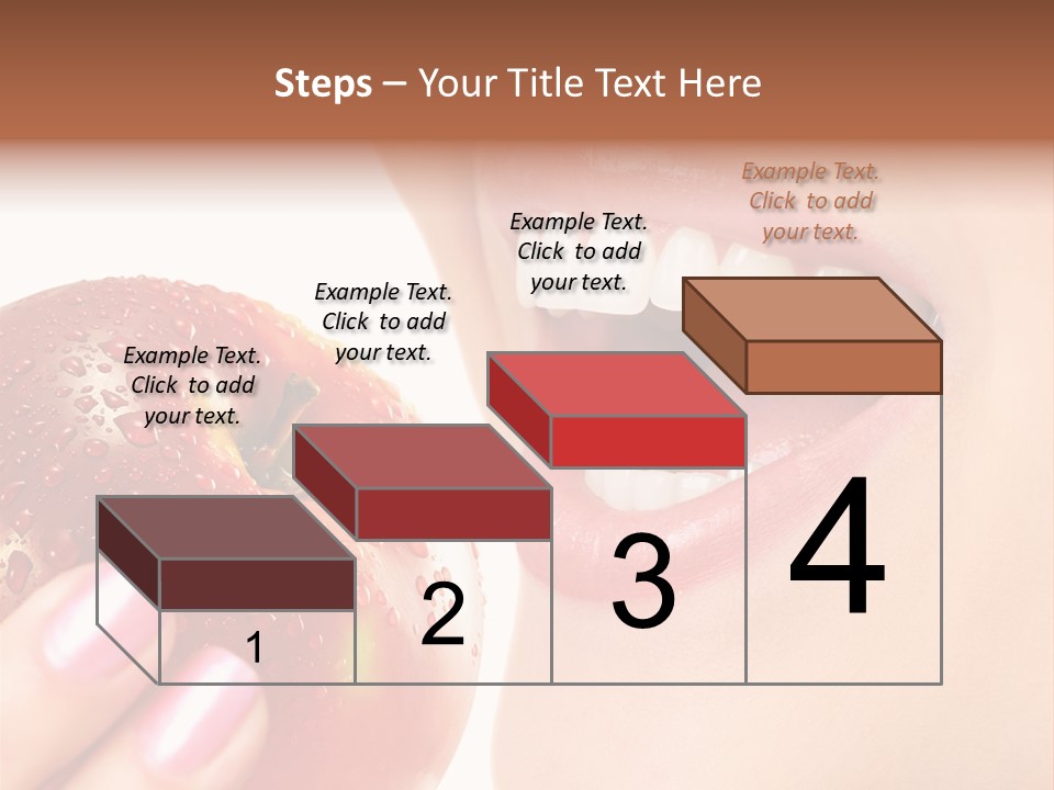 Beautiful Young Woman Eating An Apple. Isolated Over White PowerPoint Template