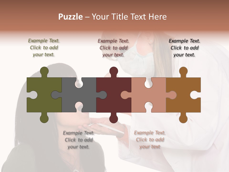 A Woman Getting Her Teeth Brushed By A Dentist PowerPoint Template