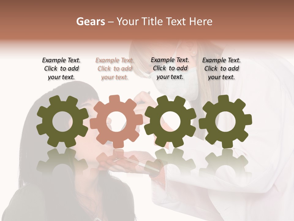 A Woman Getting Her Teeth Brushed By A Dentist PowerPoint Template