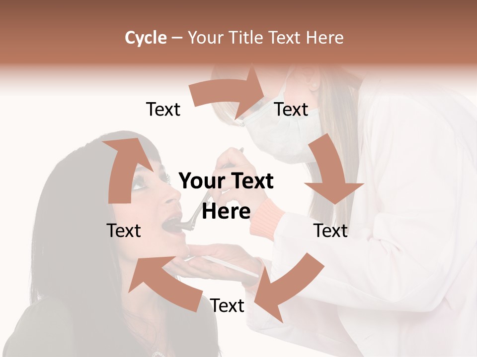 A Woman Getting Her Teeth Brushed By A Dentist PowerPoint Template