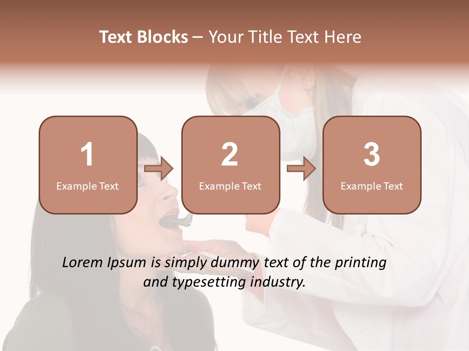 A Woman Getting Her Teeth Brushed By A Dentist PowerPoint Template