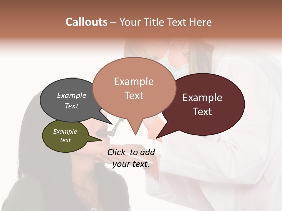 A Woman Getting Her Teeth Brushed By A Dentist PowerPoint Template