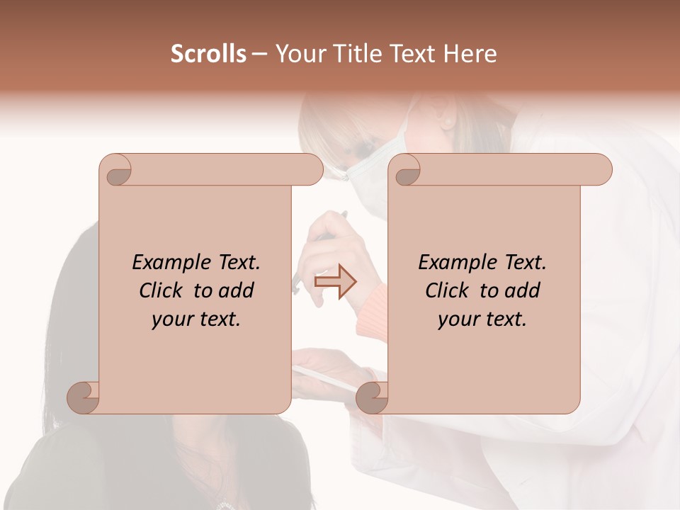 A Woman Getting Her Teeth Brushed By A Dentist PowerPoint Template