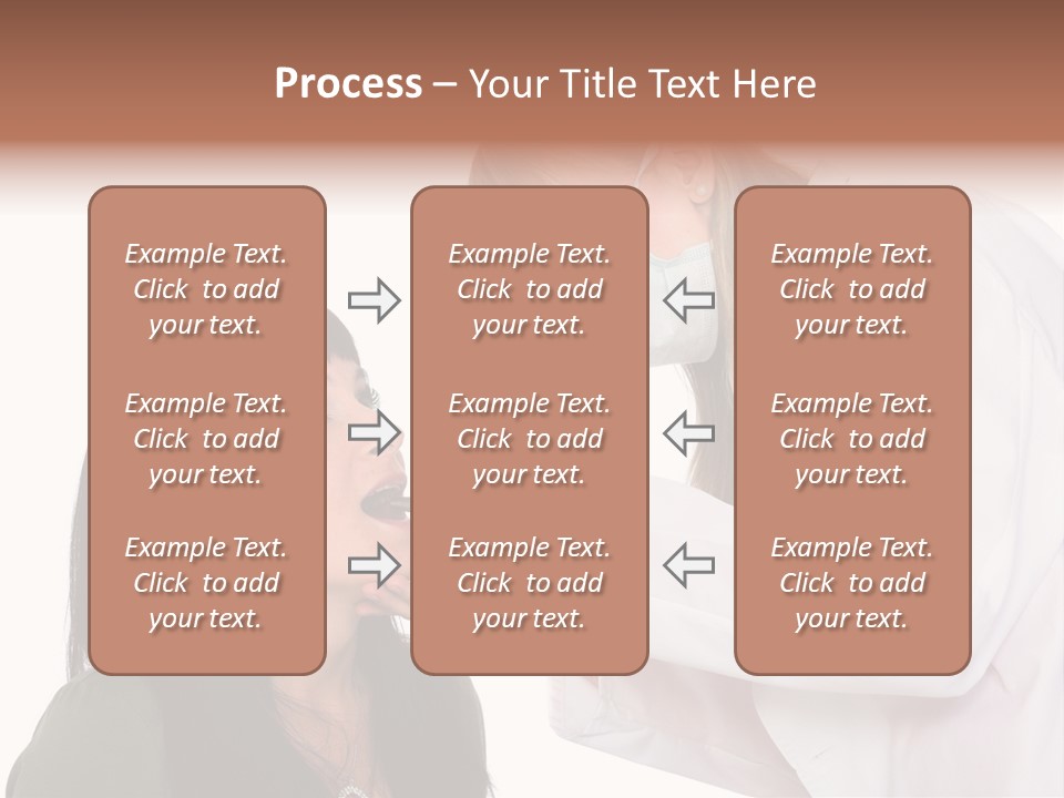 A Woman Getting Her Teeth Brushed By A Dentist PowerPoint Template