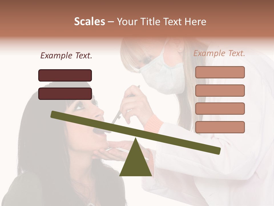 A Woman Getting Her Teeth Brushed By A Dentist PowerPoint Template