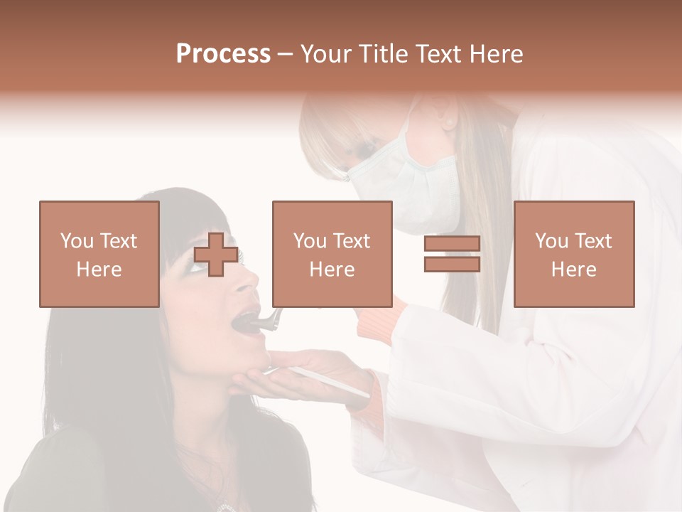 A Woman Getting Her Teeth Brushed By A Dentist PowerPoint Template