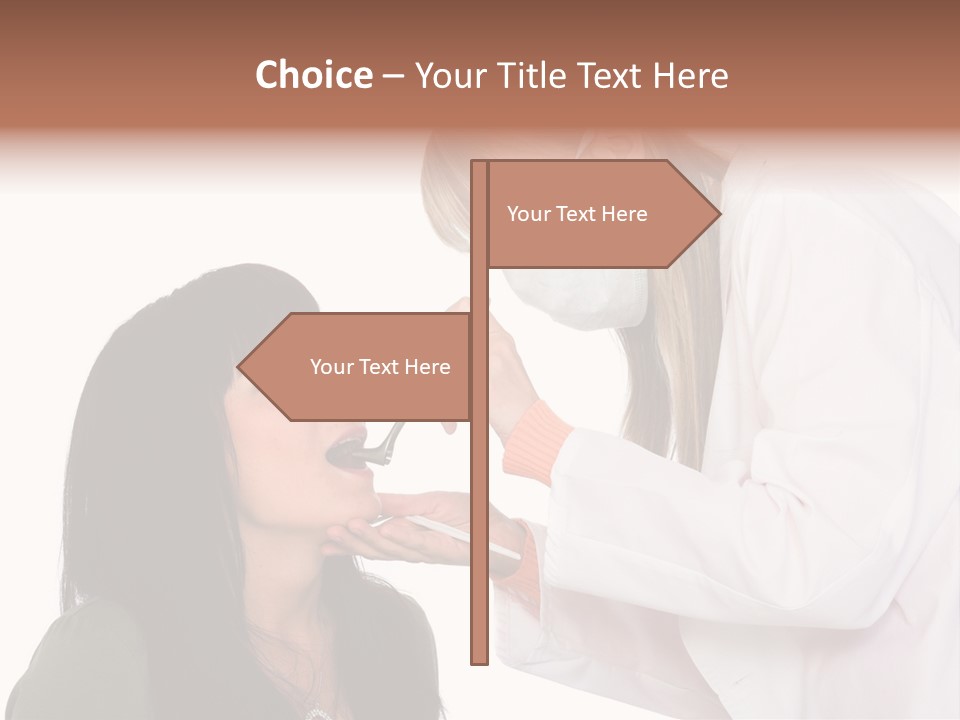 A Woman Getting Her Teeth Brushed By A Dentist PowerPoint Template