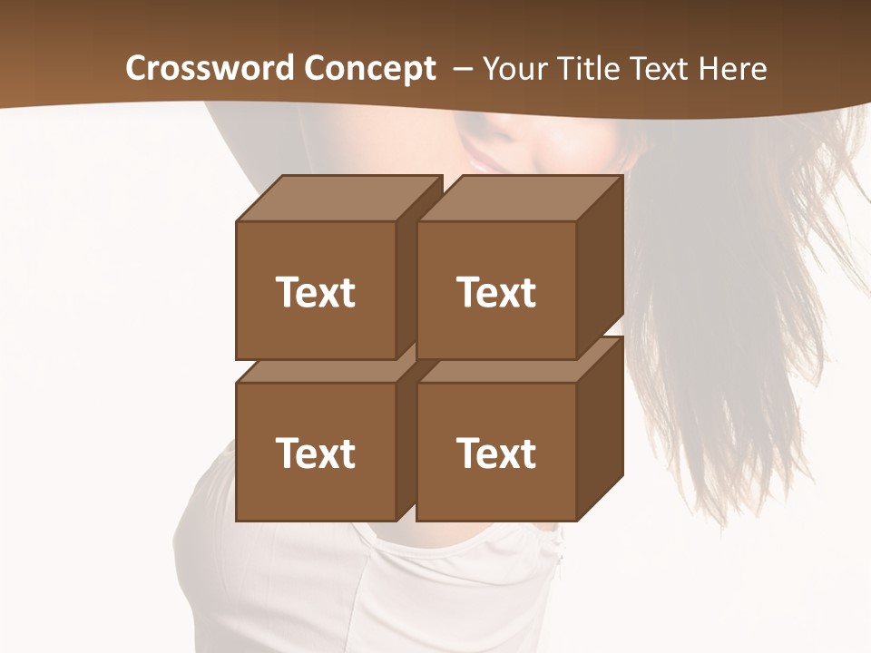 Young Charming Woman In White Dress. Isolated On White. PowerPoint Template