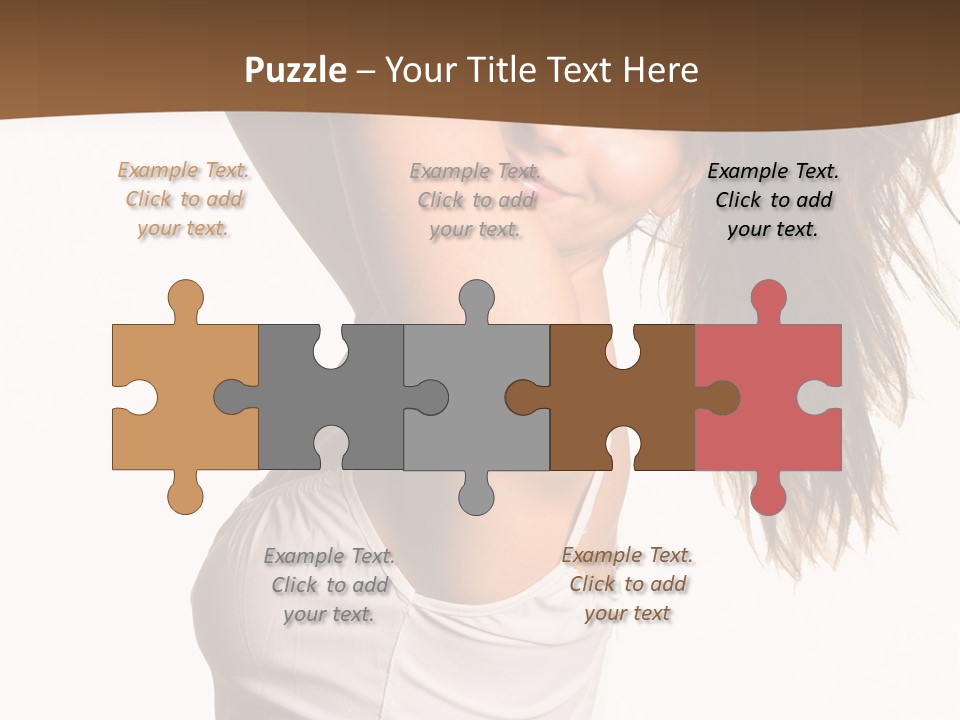 Young Charming Woman In White Dress. Isolated On White. PowerPoint Template