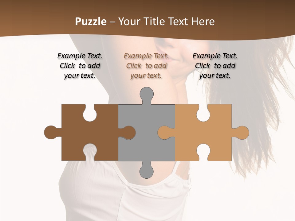 Young Charming Woman In White Dress. Isolated On White. PowerPoint Template