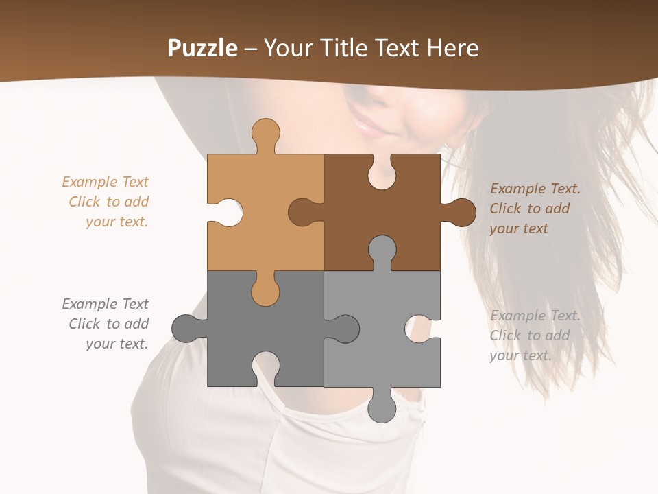 Young Charming Woman In White Dress. Isolated On White. PowerPoint Template