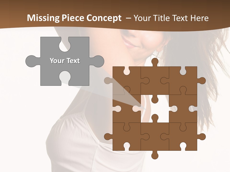 Young Charming Woman In White Dress. Isolated On White. PowerPoint Template