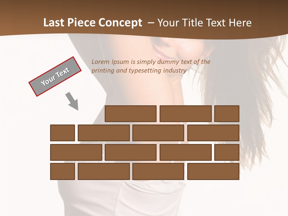 Young Charming Woman In White Dress. Isolated On White. PowerPoint Template