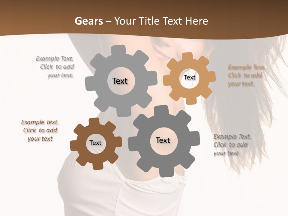 Young Charming Woman In White Dress. Isolated On White. PowerPoint Template