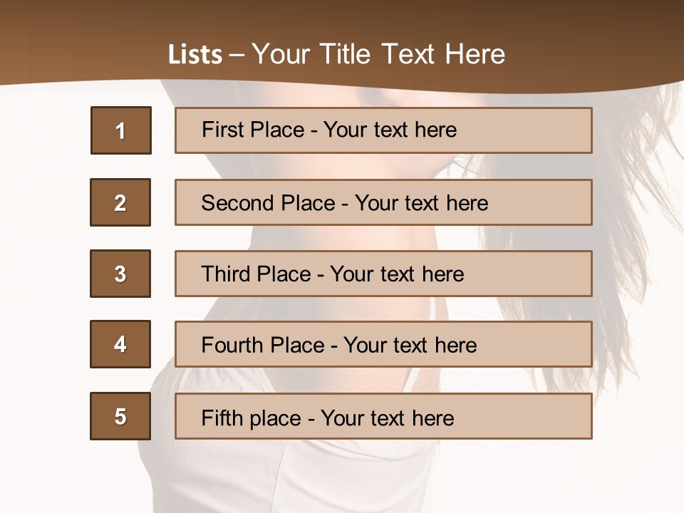 Young Charming Woman In White Dress. Isolated On White. PowerPoint Template