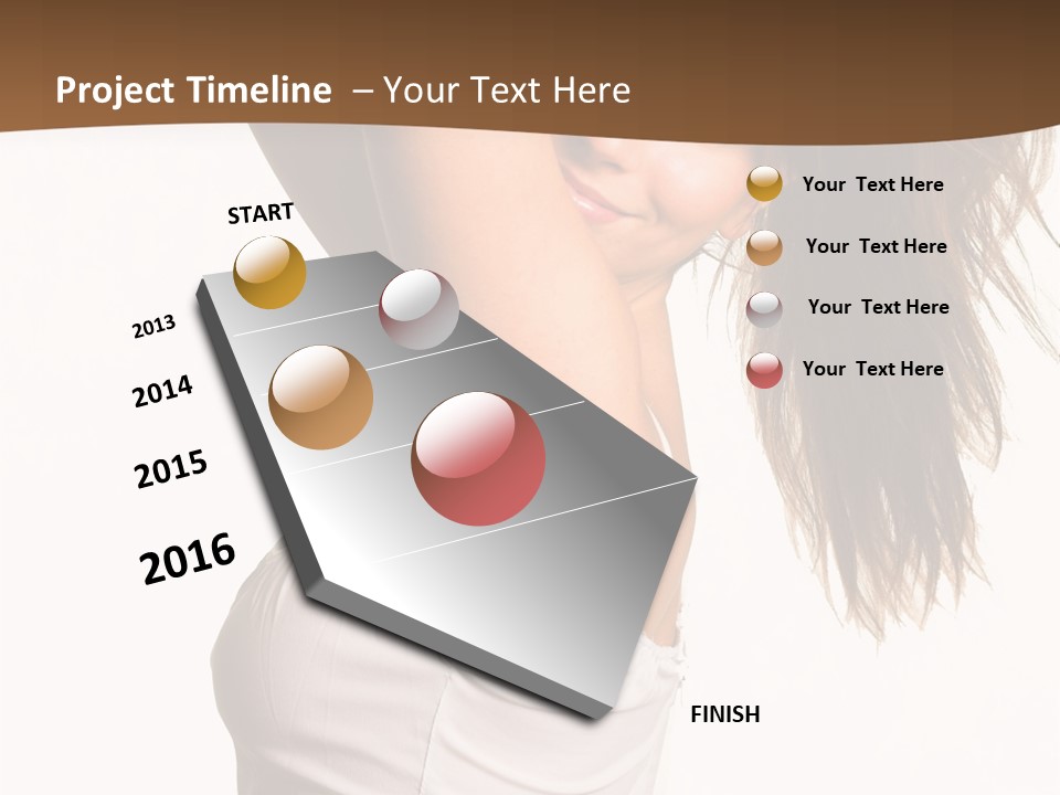 Young Charming Woman In White Dress. Isolated On White. PowerPoint Template