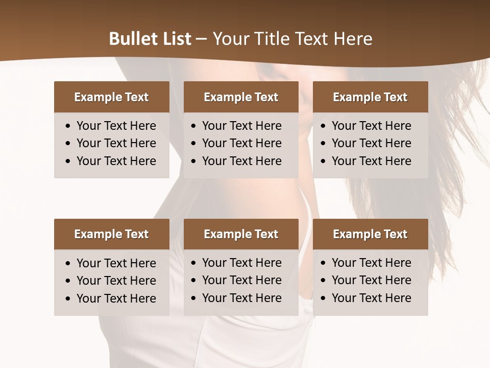 Young Charming Woman In White Dress. Isolated On White. PowerPoint Template