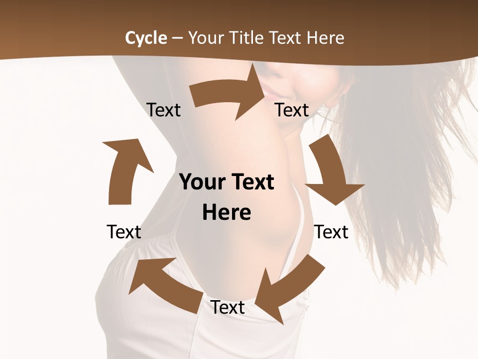 Young Charming Woman In White Dress. Isolated On White. PowerPoint Template