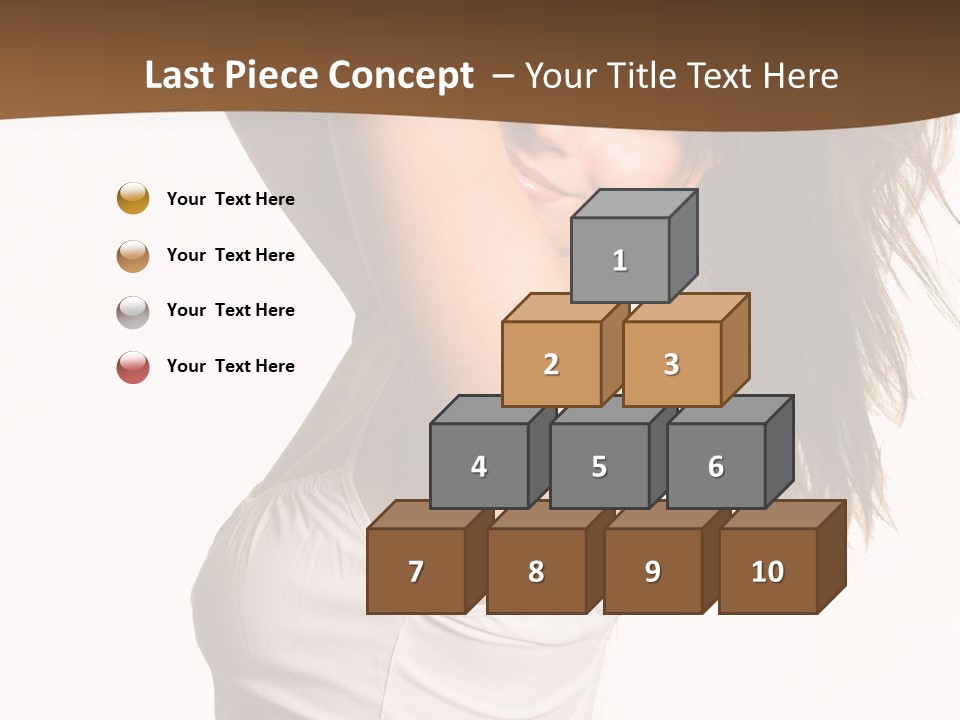 Young Charming Woman In White Dress. Isolated On White. PowerPoint Template