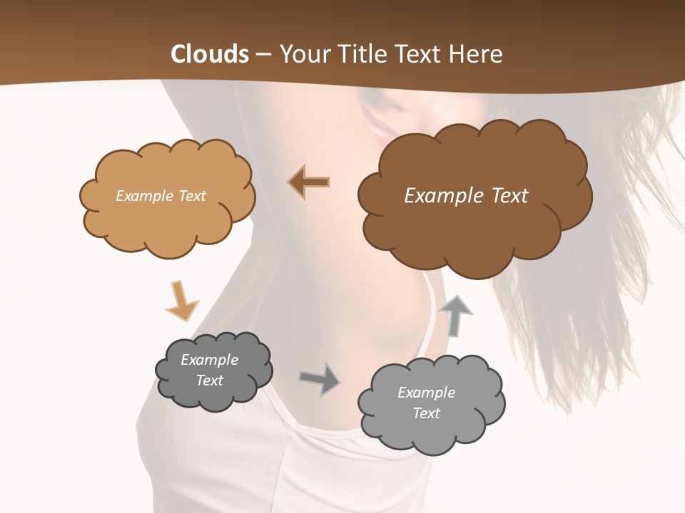 Young Charming Woman In White Dress. Isolated On White. PowerPoint Template