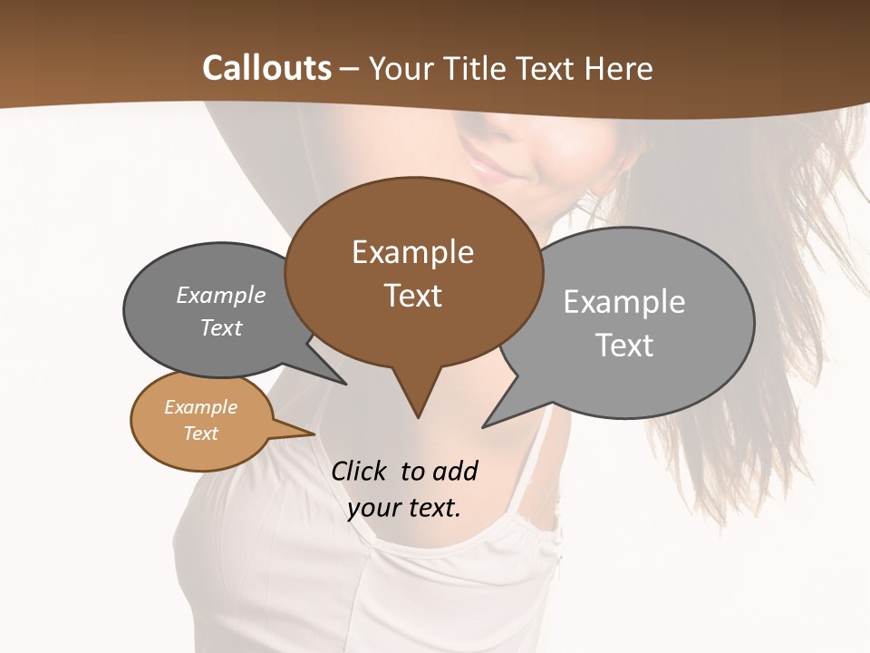 Young Charming Woman In White Dress. Isolated On White. PowerPoint Template