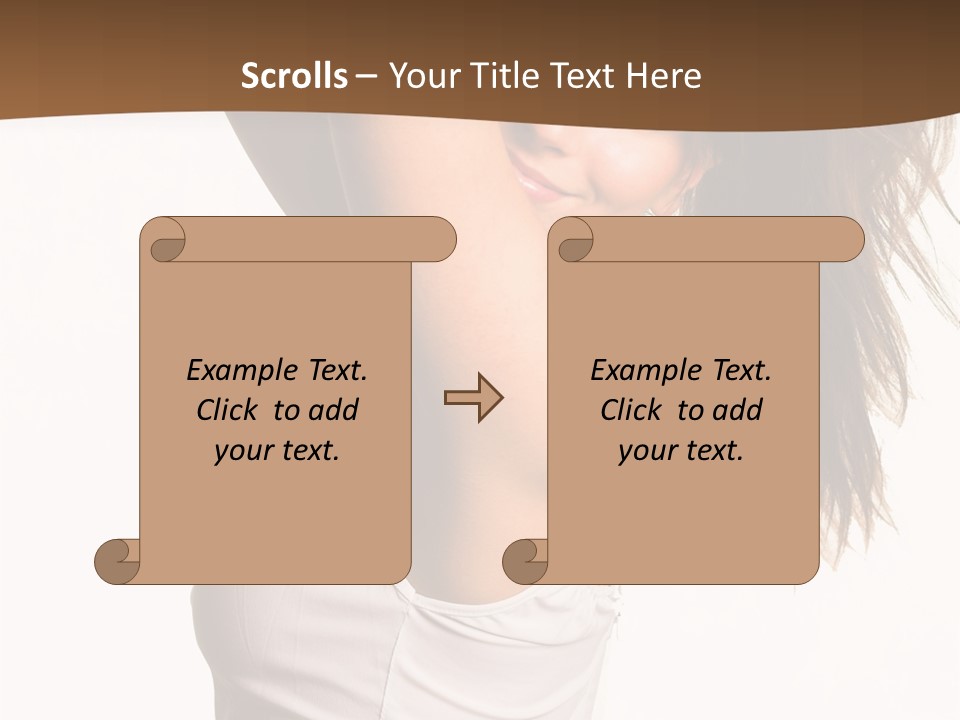 Young Charming Woman In White Dress. Isolated On White. PowerPoint Template