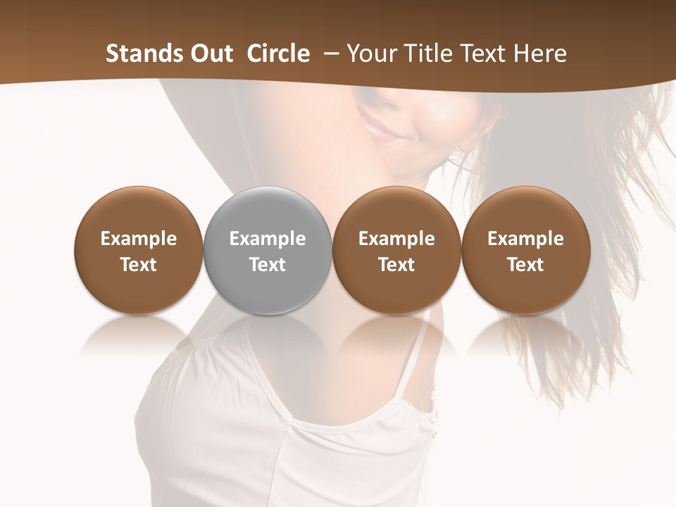 Young Charming Woman In White Dress. Isolated On White. PowerPoint Template