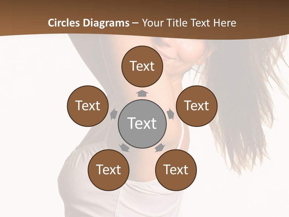 Young Charming Woman In White Dress. Isolated On White. PowerPoint Template