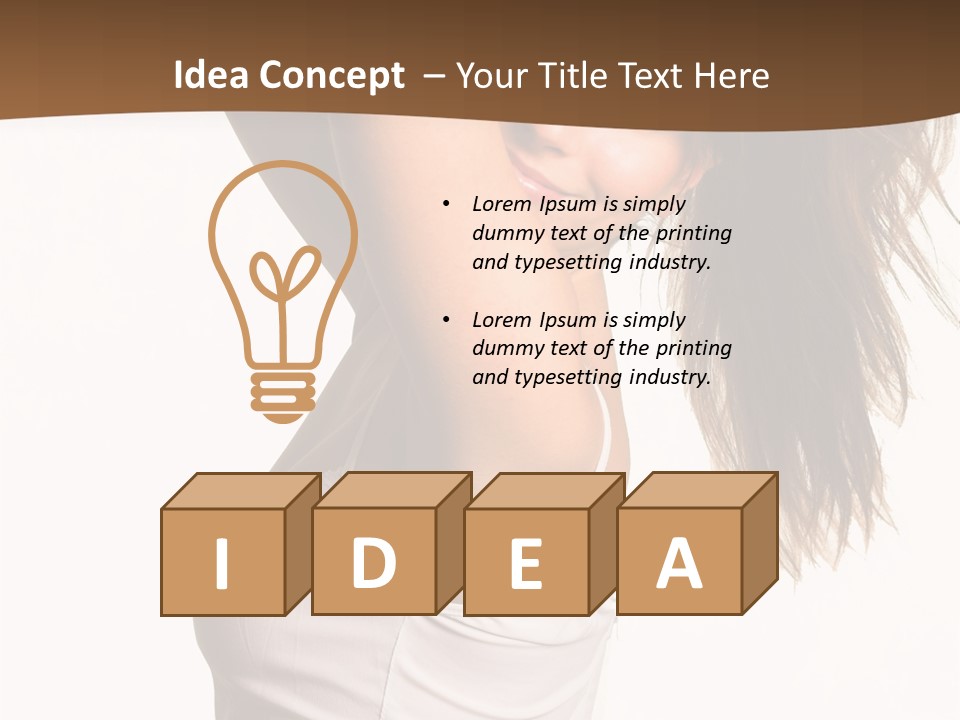 Young Charming Woman In White Dress. Isolated On White. PowerPoint Template