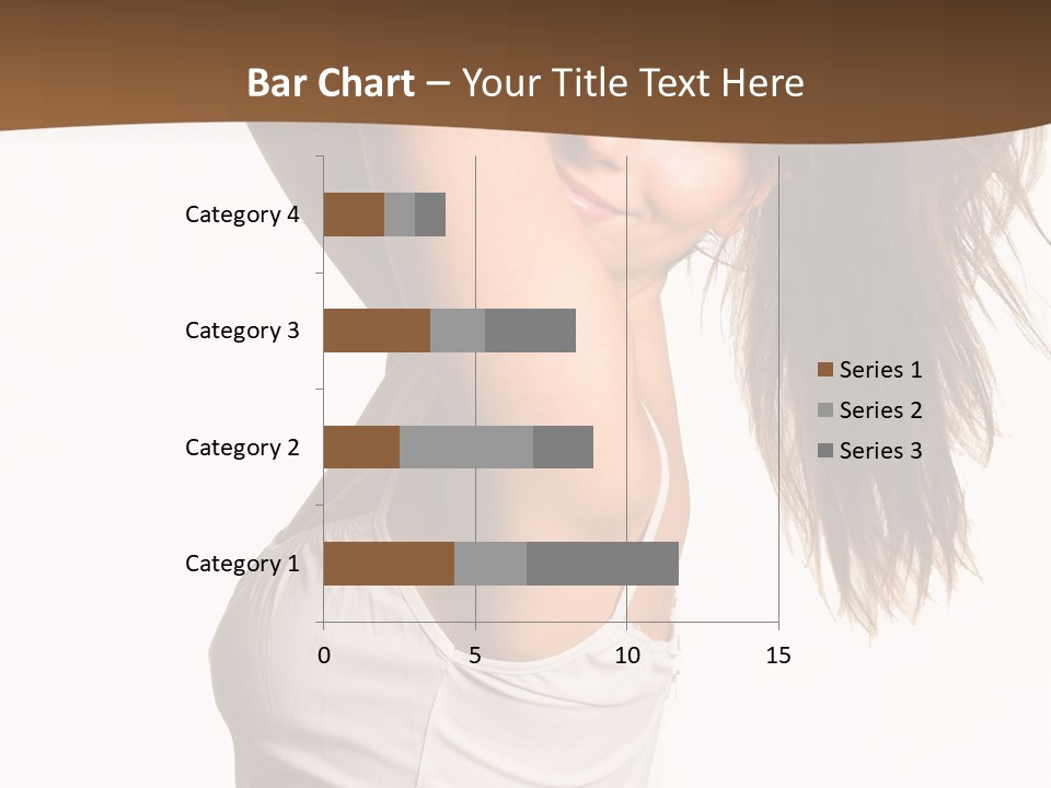 Young Charming Woman In White Dress. Isolated On White. PowerPoint Template