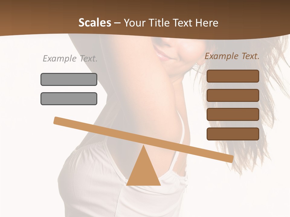 Young Charming Woman In White Dress. Isolated On White. PowerPoint Template