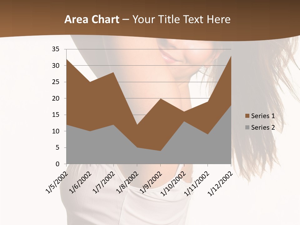 Young Charming Woman In White Dress. Isolated On White. PowerPoint Template