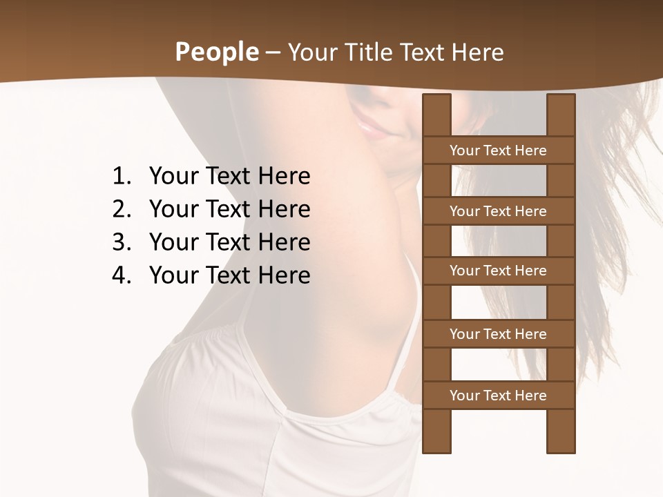 Young Charming Woman In White Dress. Isolated On White. PowerPoint Template