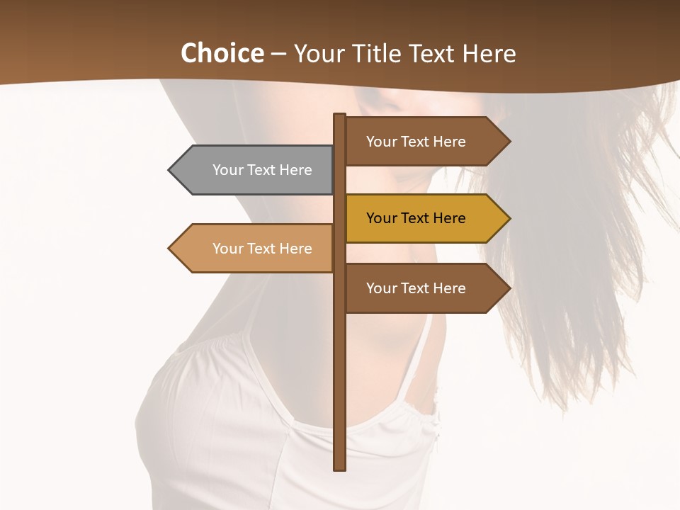 Young Charming Woman In White Dress. Isolated On White. PowerPoint Template