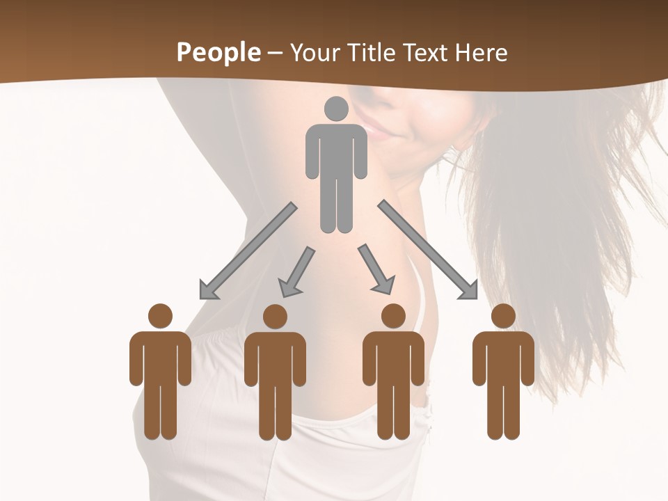 Young Charming Woman In White Dress. Isolated On White. PowerPoint Template