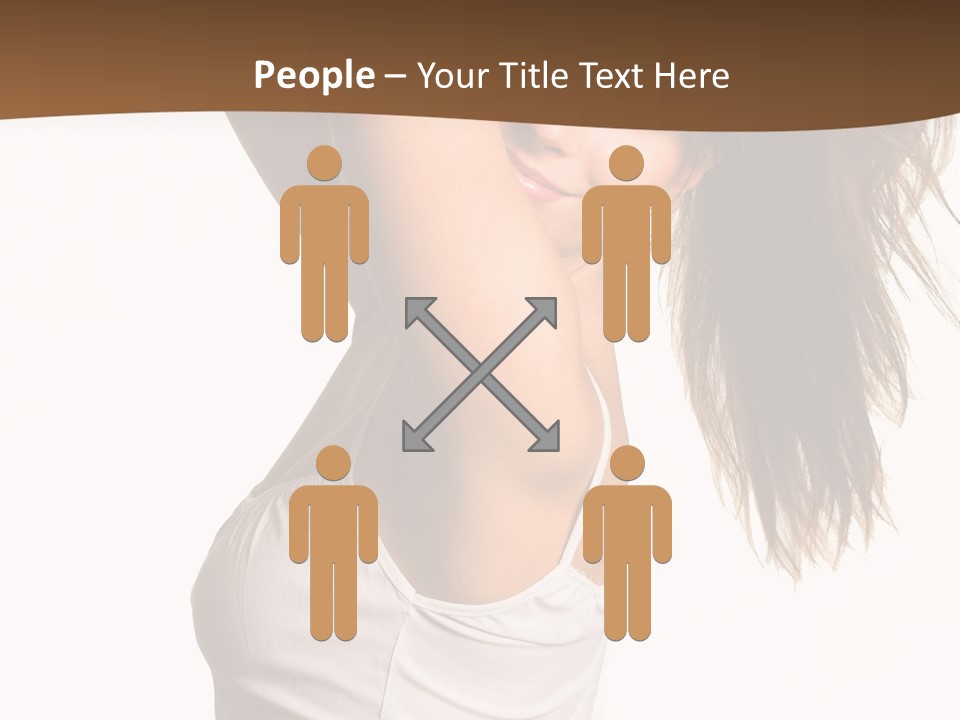 Young Charming Woman In White Dress. Isolated On White. PowerPoint Template