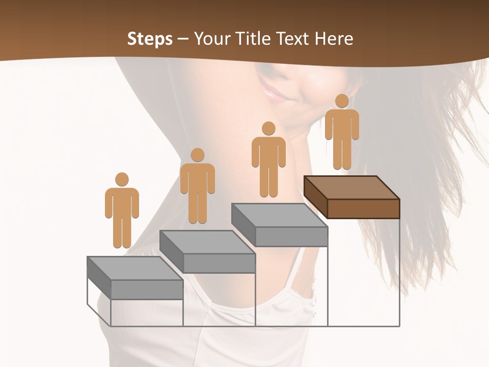 Young Charming Woman In White Dress. Isolated On White. PowerPoint Template