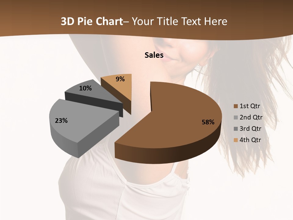 Young Charming Woman In White Dress. Isolated On White. PowerPoint Template